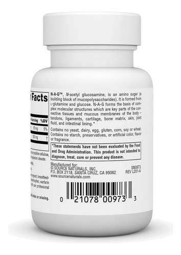 Suplemento Source Naturals N-a-g N-acetilglucosamina 250 mg