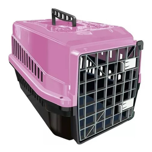 Caixa De Transporte N3 Alça E Porta Resistente Para Pet Rosa