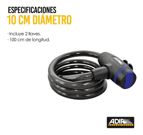 Candado Cable Bicicleta 100 Cm Adir 1182