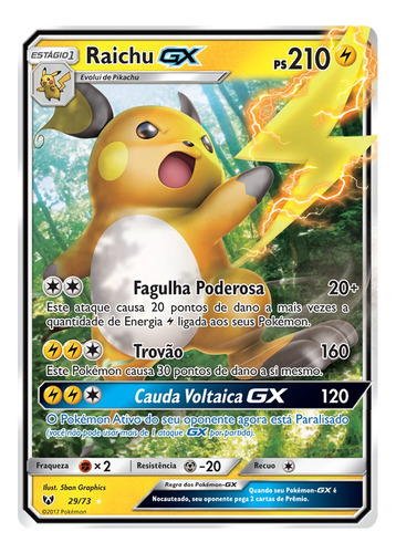 Carta Pokémon Raichu Gx 29/73 Lendas Luminescentes