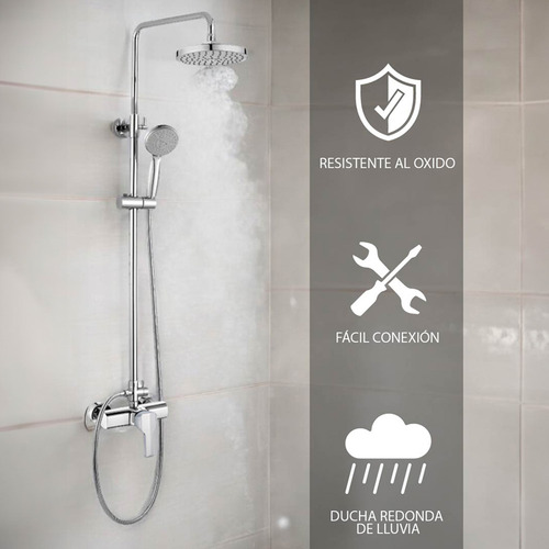 Regadera Para Ducha Redonda De Lluvia - Resistente Al Óxido Acabado Brillante Color Acero