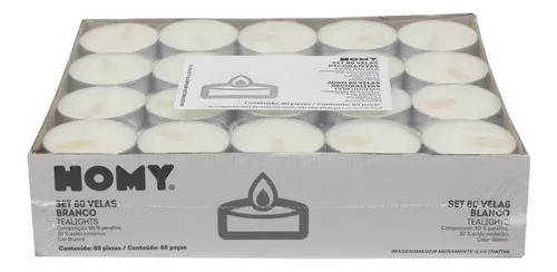 Velas Tea Light Para Pebetero Set X 80 Unidades Blancas