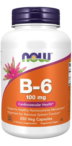   Vitamina B6 100 Mg Salud Cardiovascular Now 250 Capsulas