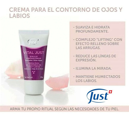 Imagen 5 de 7 de Crema Para El Contorno De Ojos Y Labios Swiss Just + Envío