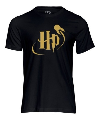 Playera Logo Harry Potter Dorado Con Snitch Dorada. Oro.