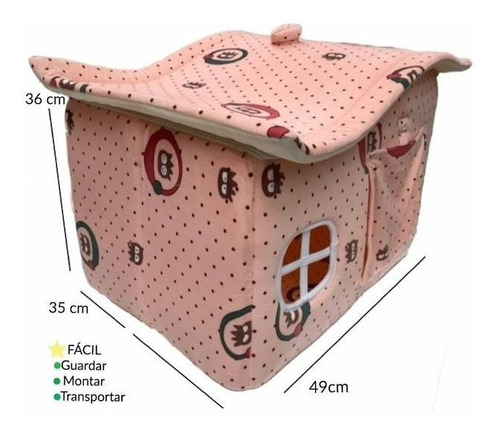 Casinha Cachorro Pequeno Casa Toca Cama Pet Luxo Rosa Poá