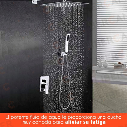 Imagen 6 de 10 de Flor Ducha Cuadrada 20x20 Acero Inoxidable + Brazo Caño 40cm