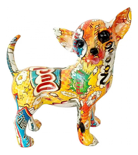 Graffiti Chihuahua Estatua Perro Estatuilla Adorno Para
