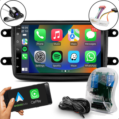 Kit Som Carro Aparelho Automotivo Carplay Android Logan Kwid