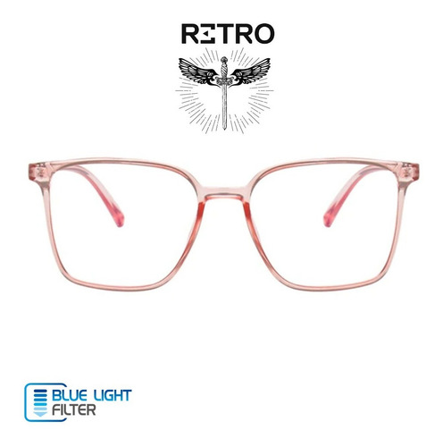 Imagen 7 de 10 de Montura Óptica Retro® Angelus Rose Antiblue Pc Transparente