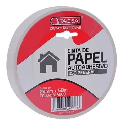 Cinta De Papel Blanca Tacsa 24mm X 50mts