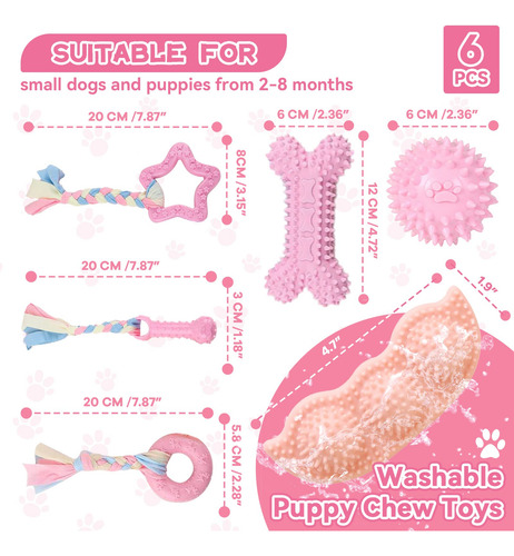 Pacote Com 6 Brinquedos Puppy Chew Toys Petcare Para Dentiçã