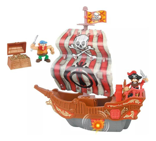 Barco Pirata Con Luz Pirate Adventure Color Rojo Keenway