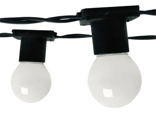 Varal 15 Metros Preto Com 15 Lâmpadas Leitosa 25w 127v E27