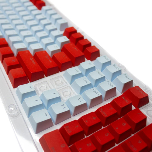 Keycaps Set Color Rojo + Celeste Pastel