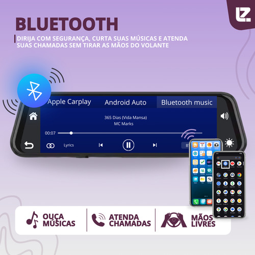 Multimídia Retrovisor A-auto Câmera C-play 4k Dupla 64gb