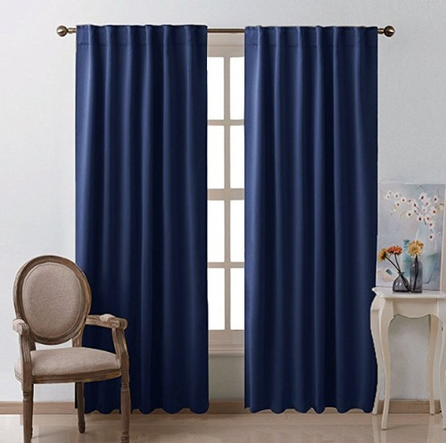 Cortinas Habitacion Sala Decoracion Azul Marino 52x95 Nice - $ 1,827.00