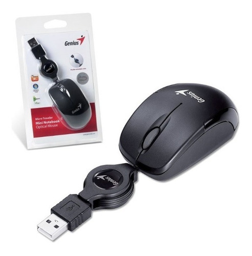 Mini Mouse Óptico Genius Micro Traveler, Cable Retráctil Usb