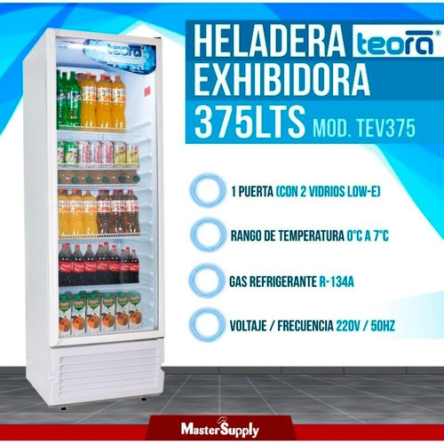 Heladera Exhibidora Teora Tev375 Vertical 375lts Ahora 12/18