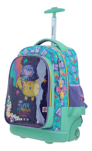 Mochila Happy Girl Vania Bachur Josed Primaria Con Carro Vb70416-t Color Turquesa Diseño De La Tela Vania Vachur