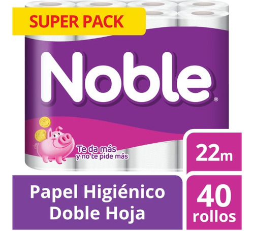 Papel Higiénico Noble Doble Hoja 40 Un 22 Mt