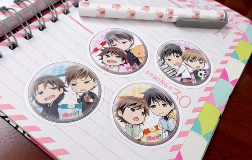 Set De 4 Stickers Circulares De Anime - Junjo Romantica