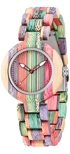 Relojes De Madera Para Mujeres Hechos A Mano Colorido Cuarzo