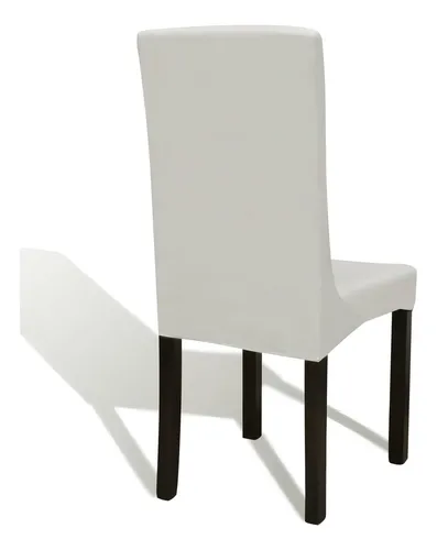Funda Para Silla Comedor Cubre Asiento Elastizada Y Lavable® Color Blanco Diseño De La Tela Liso