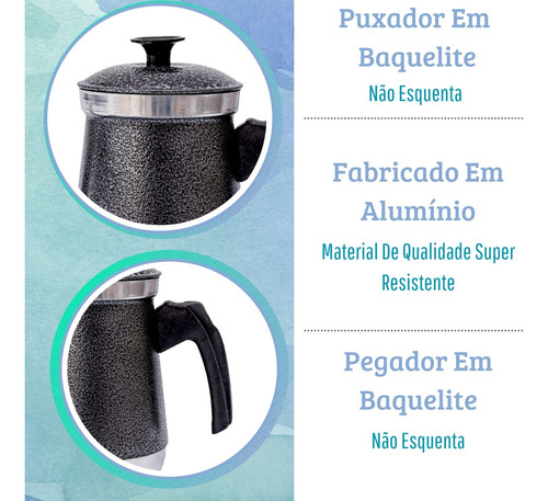 Bule E Chaleira Kit Com Infusor Chá Café Leite Em Alumínio
