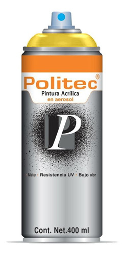 Pintura Politec Acrilica Acabado Mate Aerosol, Bote 400ml Color Amarillo Medio