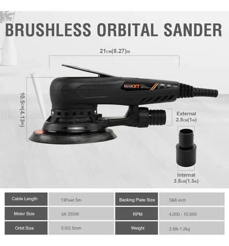 Maxxt Lijadora Orbital Eléctrica 5mm Sin Escobillas 350w ...