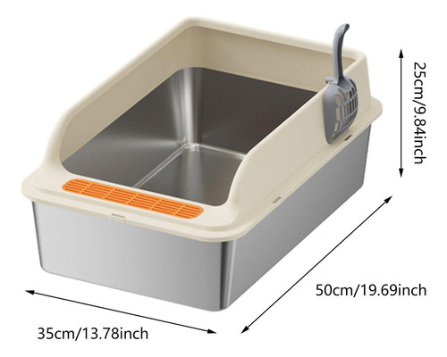 Arena Para Gatos De Acero Inoxidable, Palangana Para Caqui