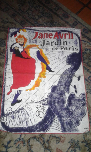 Antiguo Repasador Jane Avril Jardin De Paris Tela Ornata 