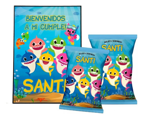 Combo Cotillon Infantil Personalizado Baby Shark