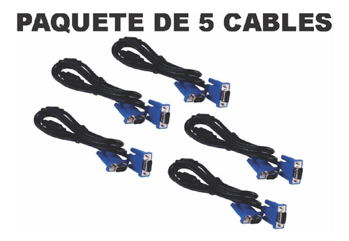 Paquete De 5 Cables Vga 1.5 Metros
