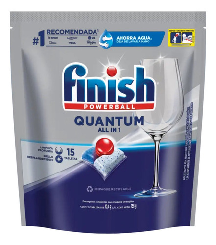 Finish Powerball Quantum Detergente Lavavajillas 15 Tabletas