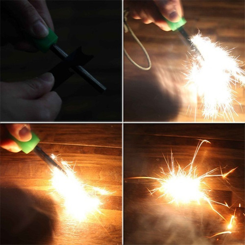 Imagen 8 de 10 de Encendedor Pedernal Magnesio Con Silbato Supervivencia