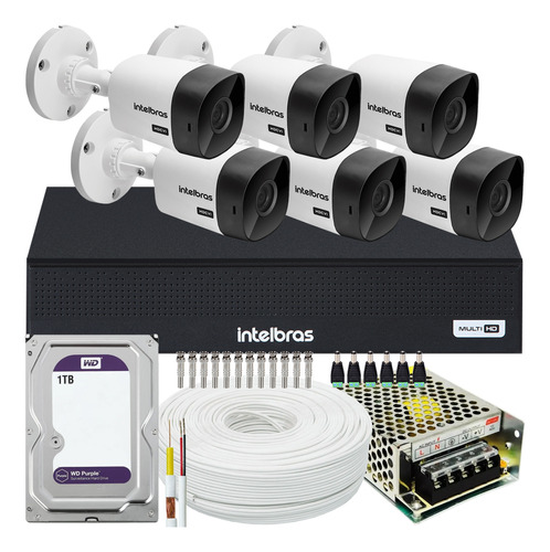 Kit Cftv Monitoramento 6 Câmeras Intelbras 1008-c 1tb Purple