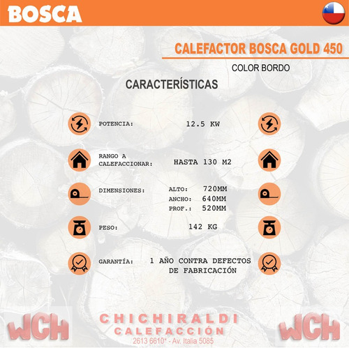 Calefactor A Leña Bosca, Gold 450 Bordo | Chichiraldi