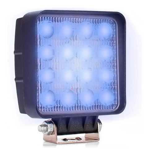 Imagem 2 de 6 de Par Farol Auxiliar Milha Led Azul 48w Quadrado Caminhão Jeep