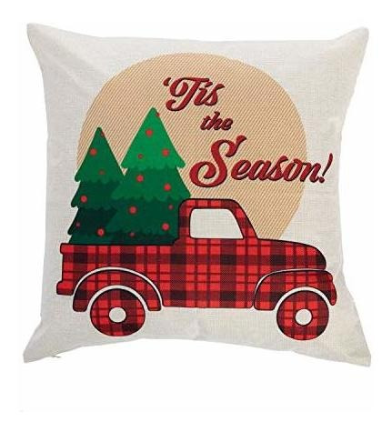 Navidad Mixta Búfalo De Almohada A Cuadros Granja Cubi...