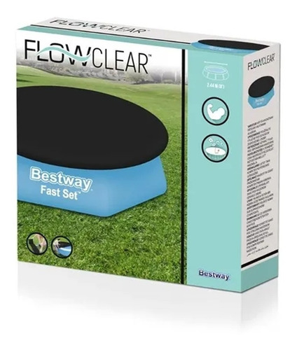 Imagen 2 de 10 de Cobertor Cubre Pileta Original Reforzado Bestway 244cm 58032