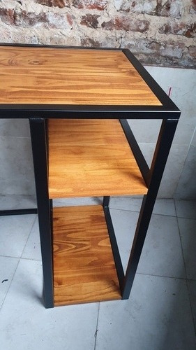 Imagen 7 de 9 de Mesa Escritorio Pc Industrial Hierro Madera Home Office
