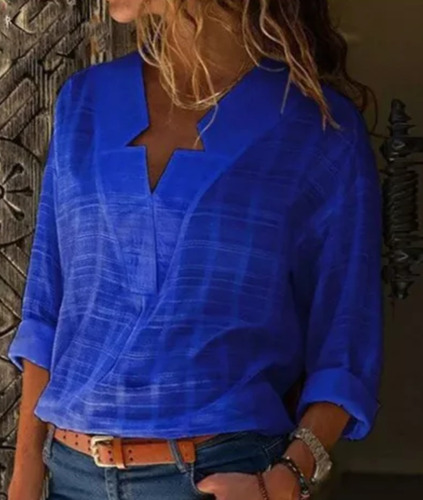 Camisa Blusa De Mujer Camisola Cuello Estrella Hasta 5xl