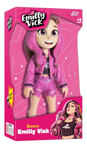 Boneca Emilly Vick Dos Rosa Youtuber Vinil 25cm - Baby Brink