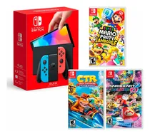 Comprar Consola Switch Oled Neon+ Mario Jamboree+ Mario Kart 8+ Ctr