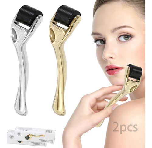 2pz Derma Roller 0.3+0.5mm Para Facial Belleza Regenera Colágeno rodillo para barba