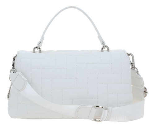 Bolso Tipo Briefcase Gorétt By Chenson Capitonado Priss P25 Blanco Liso Níquel Blanco