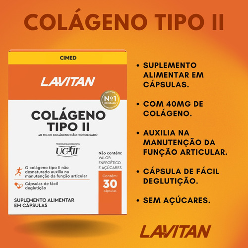 Kit 10 Lavitan Colágeno Tipo Ii Não Hidrolisado Cimed C/ 30