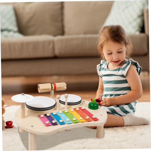 Kids Drum Set Para Niños Pequeños Set 5en1 Madera Redondeada